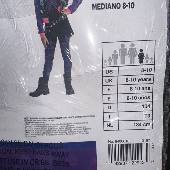 Zombie Punk Halloween Costume Girls size 8-10 Med 2 piece pink purple black - Picture 5 of 5